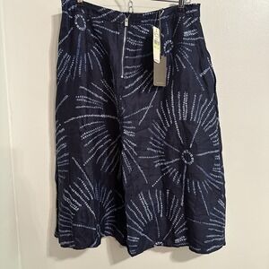 Tommy Bahama Women's Bastille Burst Navy Linen Skirt Sz 4 Boho Hippie Beachy